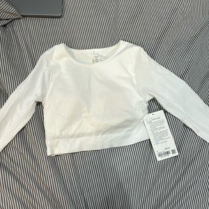 Nwt lululemon white ebb to street long sleeve crop top size 4